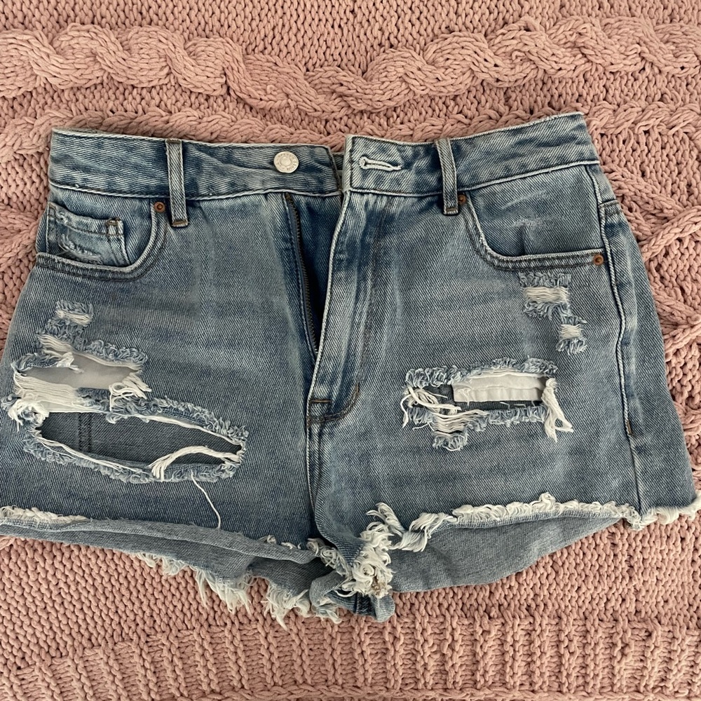 pacsun high rise distressed jean shorts